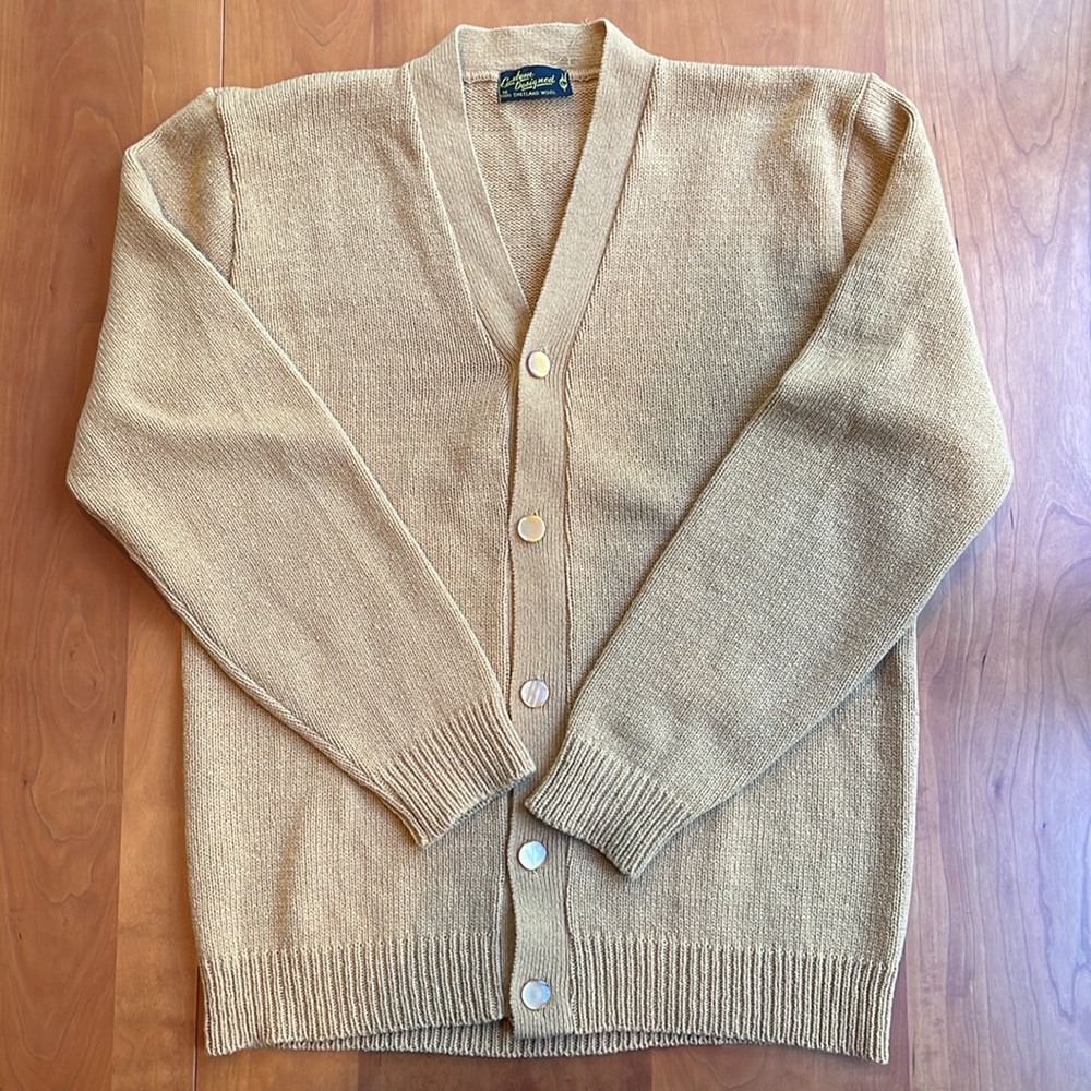 Vintage Unisex Custom Designed Shetland Wool Cardigan Size L